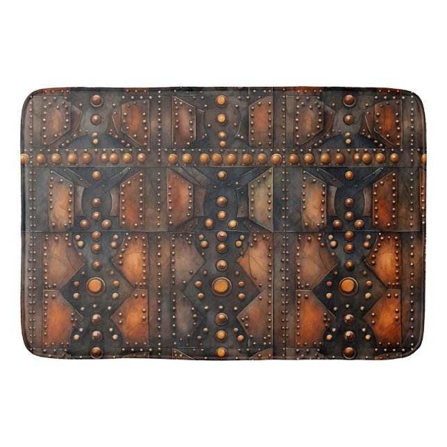 Steampunk Riveted Metal Bath Mat (Front)