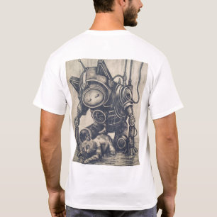 Steampunk Robot Linocut T-Shirt