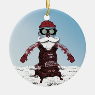 Steampunk Robot One Cool and Hip Santa Ceramic Tree Decoration