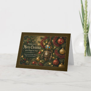 Steampunk Robot Ornament Christmas Card