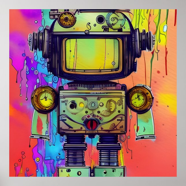 Steampunk robot poster (Front)