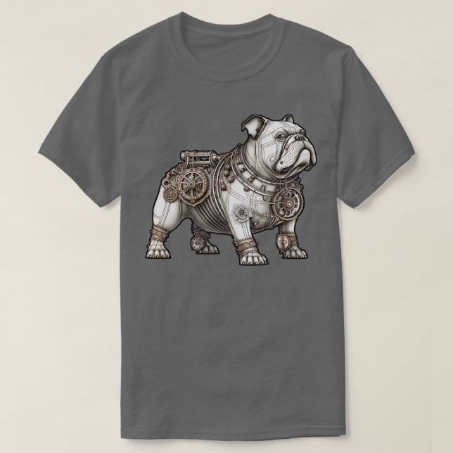 Steampunk robot pug illustration T-Shirt (Design Front)