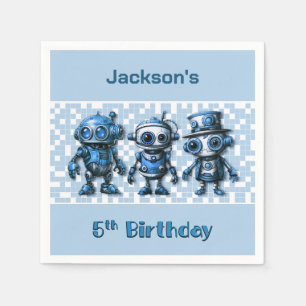 Steampunk Robot Theme 5th Birthday Party Napkin