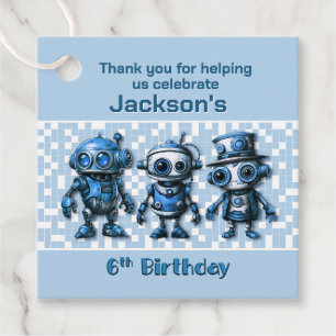 Steampunk Robot Theme 6th Birthday Thank You Favour Tags