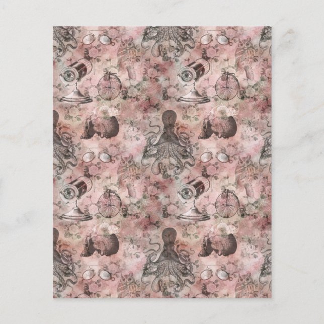 Steampunk Romance Scrapbook Paper (Front)