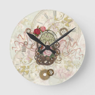 Steampunk Romantic Round Clock