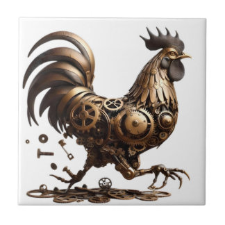 Steampunk Rooster Tile
