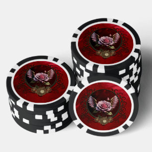 Steampunk rose poker chips
