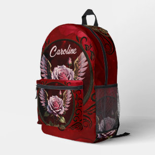 Steampunk rose printed backpack