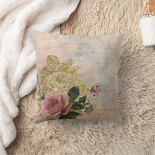 Steampunk Rose   Sophisticated Vintage Ephemera Cushion