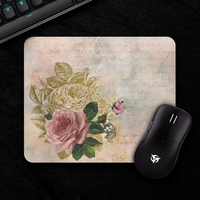 Steampunk Rose | Sophisticated Vintage Ephemera Mouse Pad (Creator Uploaded)