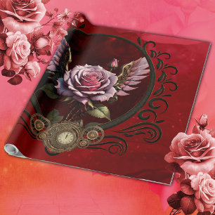 Steampunk rose wrapping paper