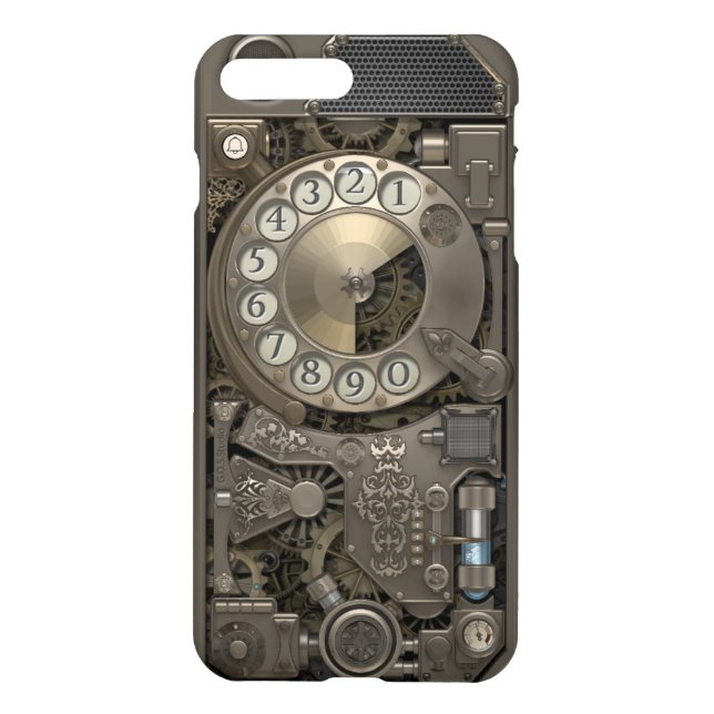 Steampunk Rotary Metal Dial Phone. iPhone Case (Back)