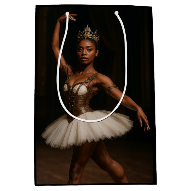 Steampunk Royal Ballerina Elegant Fantasy Medium Gift Bag (Front)