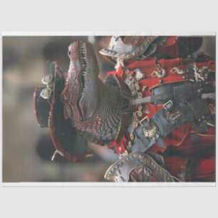 Steampunk Royal Red Black Alligator Decouapge Tissue Paper