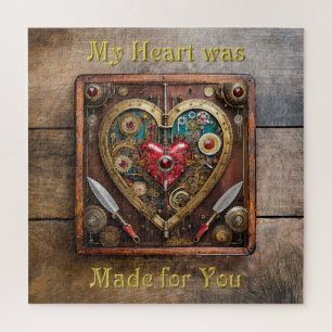 Steampunk Rubies And Daggers Warrior Valentine Jigsaw Puzzle