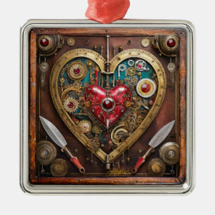 Steampunk Rubies And Daggers Warrior Valentine Metal Tree Decoration