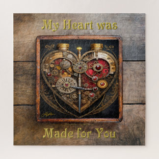 Steampunk Rubies And Gears Dark Heart Jigsaw Puzzle