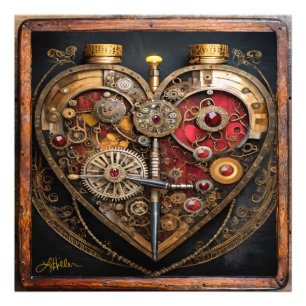 Steampunk Rubies And Gears Dark Heart Photo Print