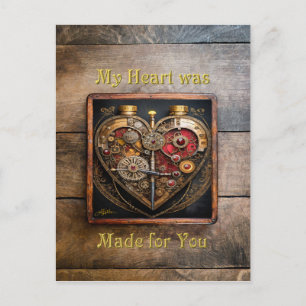 Steampunk Rubies And Gears Dark Heart  Postcard