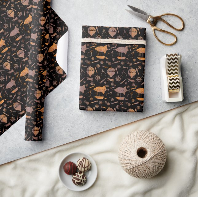 Steampunk Rusty Airships Wrapping Paper (Crafts)