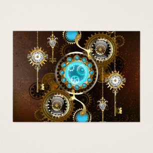 Steampunk Rusty Background with Turquoise Lenses