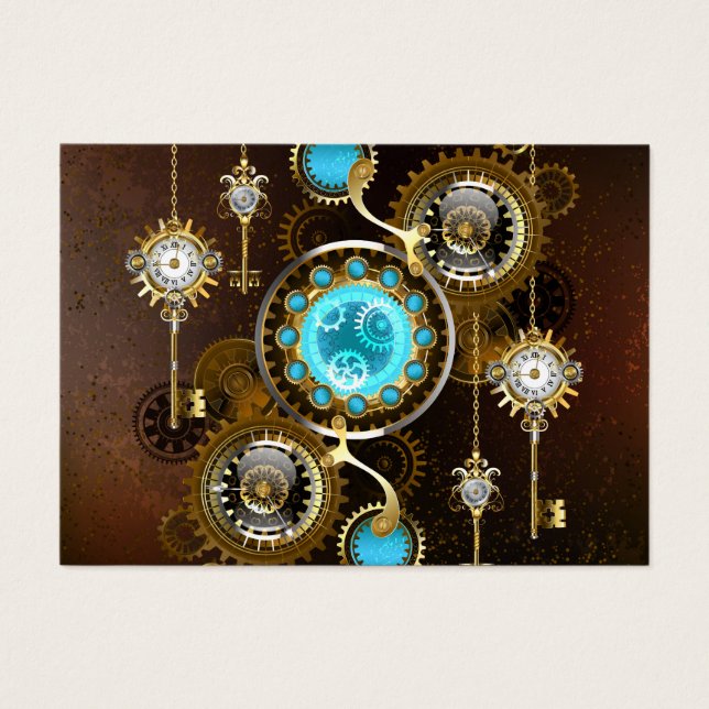Steampunk Rusty Background with Turquoise Lenses (Front)