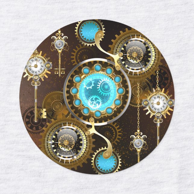 Steampunk Rusty Background with Turquoise Lenses (Design 1)