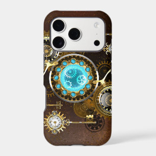 Steampunk Rusty Background with Turquoise Lenses