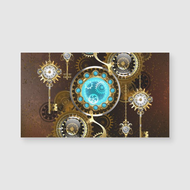 Steampunk Rusty Background with Turquoise Lenses (Front)