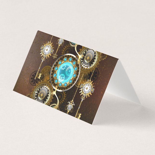Steampunk Rusty Background with Turquoise Lenses (Front)
