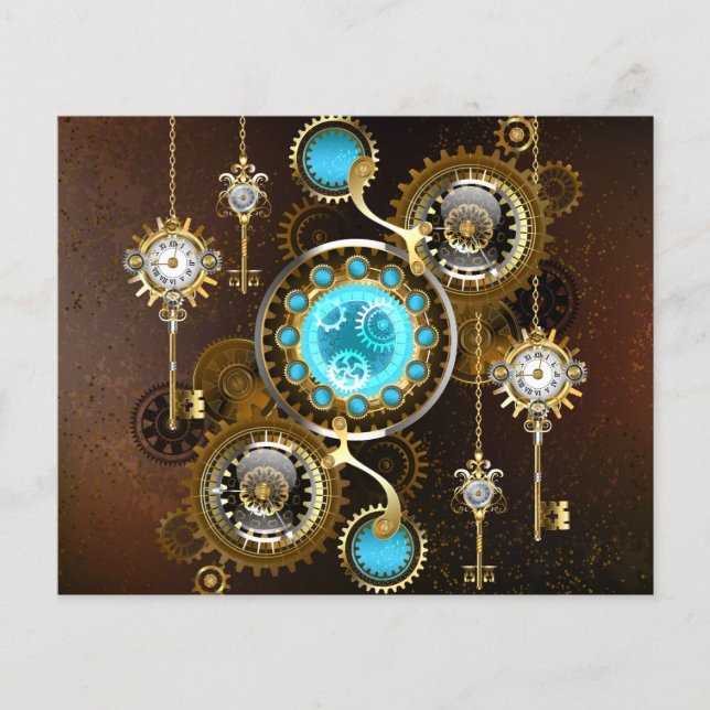 Steampunk Rusty Background with Turquoise Lenses (Front)