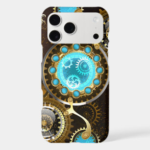 Steampunk Rusty Background with Turquoise Lenses