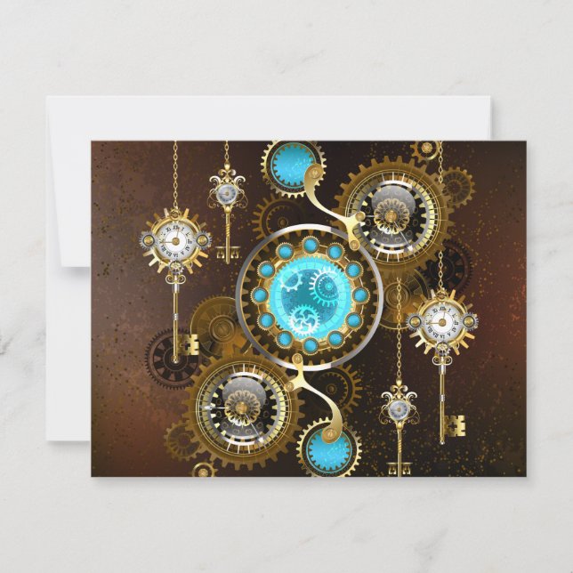 Steampunk Rusty Background with Turquoise Lenses (Front)
