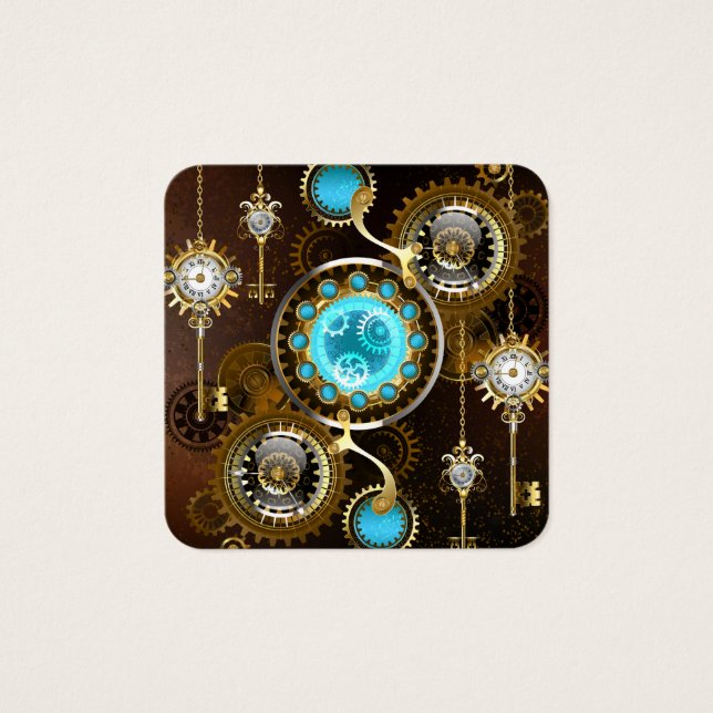 Steampunk Rusty Background with Turquoise Lenses (Front)