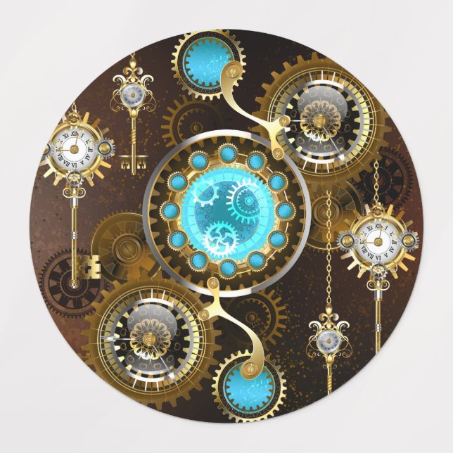 Steampunk Rusty Background with Turquoise Lenses (Design 1)