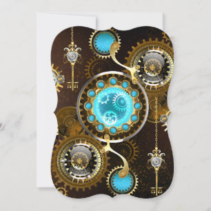 Steampunk Rusty Background with Turquoise Lenses