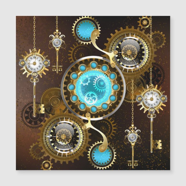 Steampunk Rusty Background with Turquoise Lenses (Front)