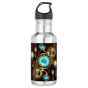 Steampunk Rusty Background with Turquoise Lenses 532 Ml Water Bottle