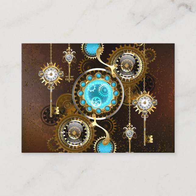 Steampunk Rusty Background with Turquoise Lenses Advice Card (Front)