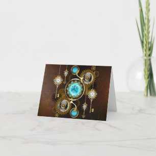 Steampunk Rusty Background with Turquoise Lenses Announcement
