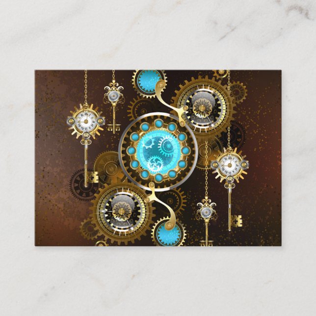 Steampunk Rusty Background with Turquoise Lenses Appointment Card (Front)
