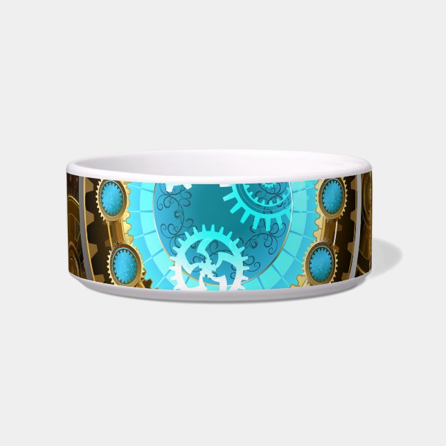 Steampunk Rusty Background with Turquoise Lenses Bowl (Front)