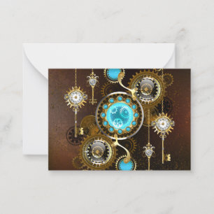 Steampunk Rusty Background with Turquoise Lenses Card