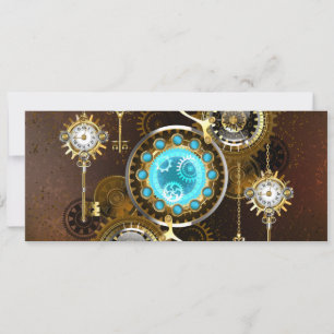 Steampunk Rusty Background with Turquoise Lenses Card