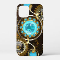 Steampunk Rusty Background with Turquoise Lenses