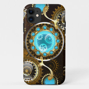 Steampunk Rusty Background with Turquoise Lenses Case-Mate iPhone Case