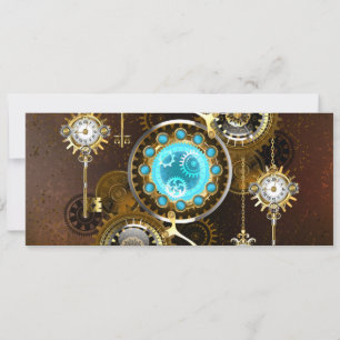 Steampunk Rusty Background with Turquoise Lenses Invitation