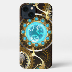 Steampunk Rusty Background with Turquoise Lenses iPhone 13 Case