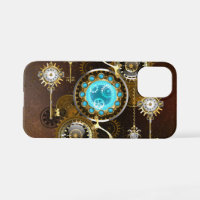Steampunk Rusty Background with Turquoise Lenses